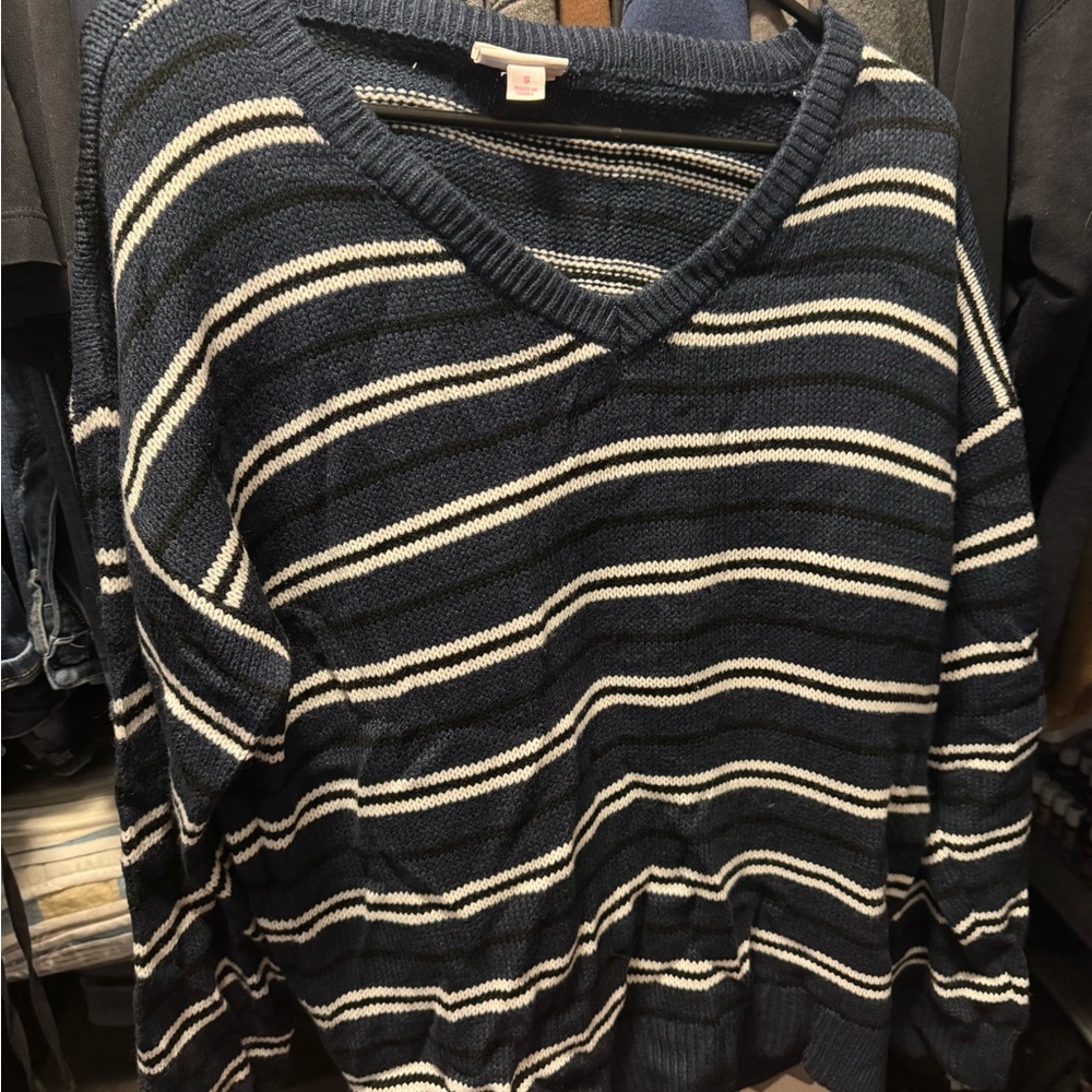 LuLaRoe Navy and White Striped Sweater